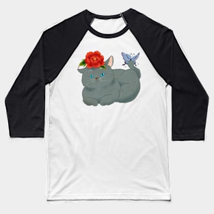 Minhwa: Cat and Butterfly B Type Baseball T-Shirt